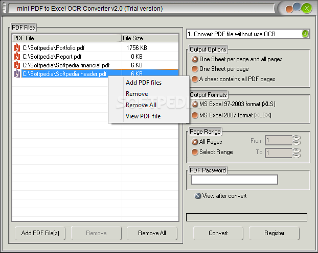 mini PDF to Excel OCR Converter