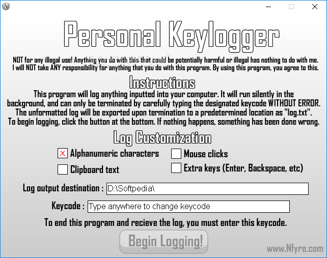 Personal Keylogger