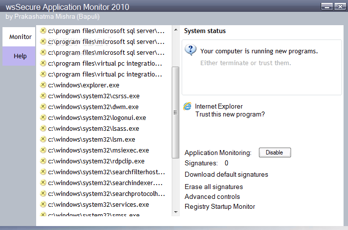 wsSecure Application Monitor