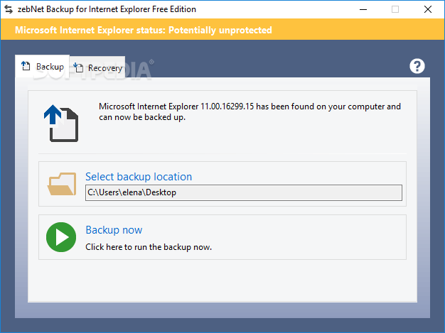zebNet Backup for Internet Explorer Free Edition