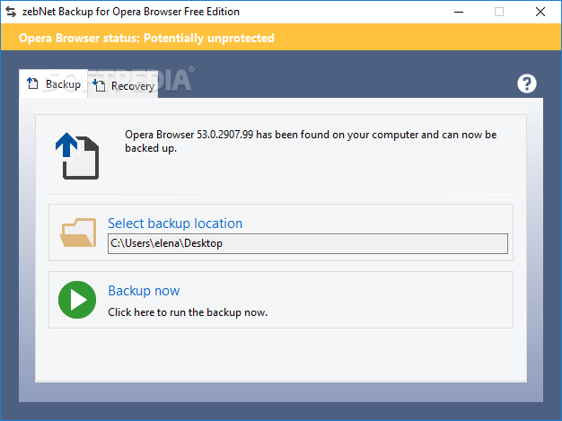 zebNet Backup for Opera Browser Free Edition
