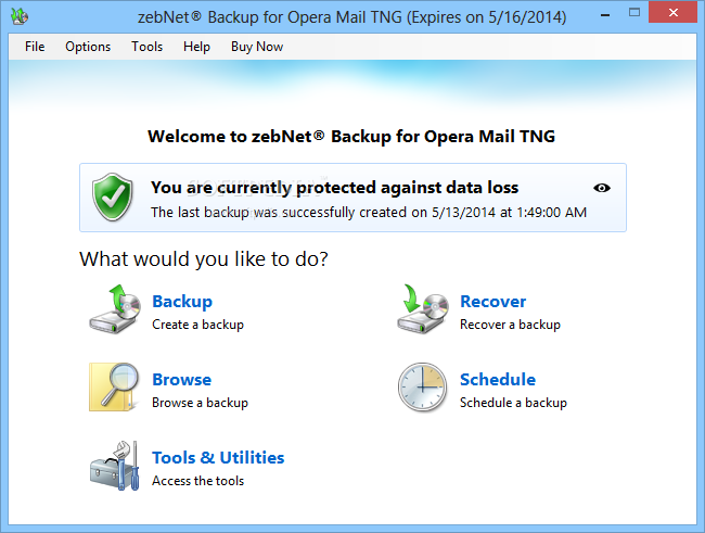 zebNet Backup for Opera Mail TNG